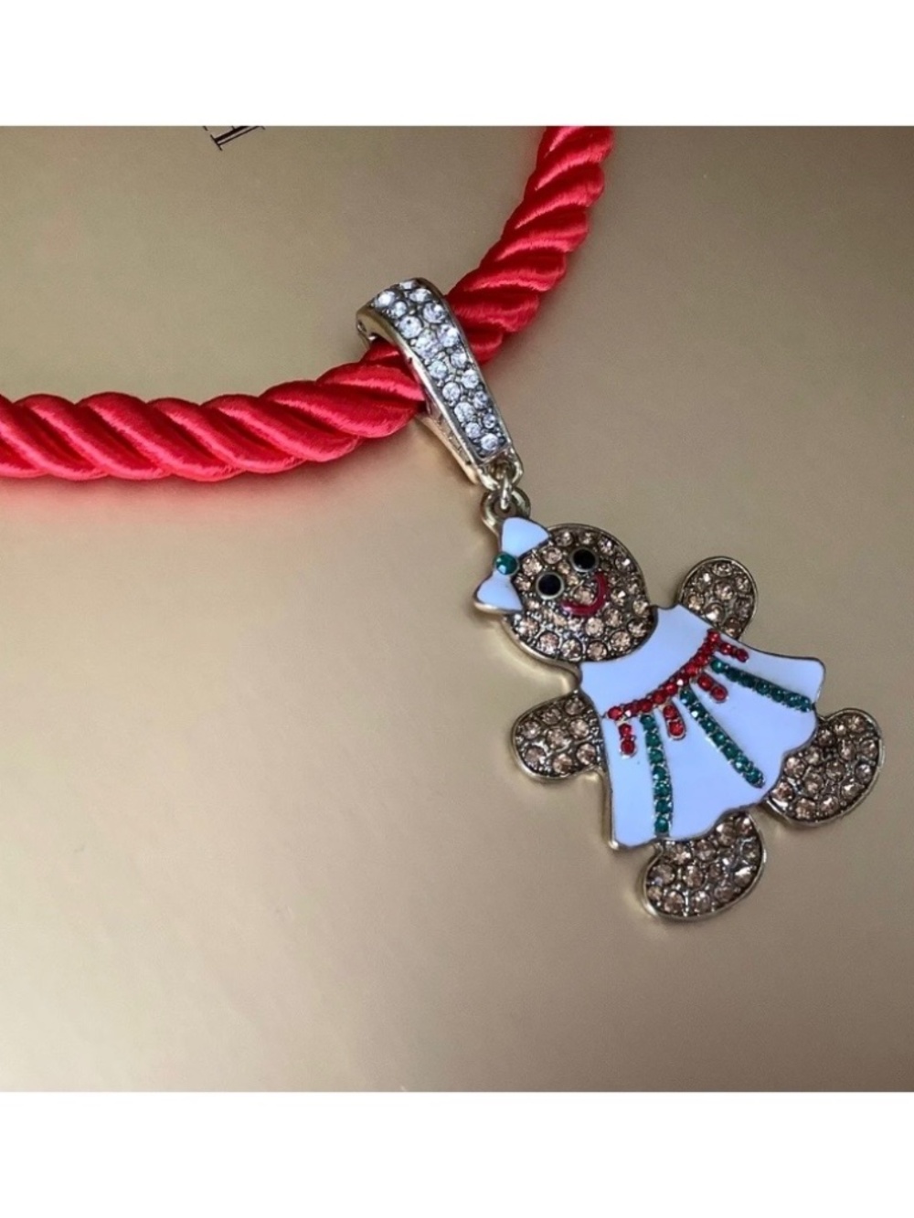 Heidi Daus Gingerly Woman Crystal Pendant with Red Silk Cord Necklace Red